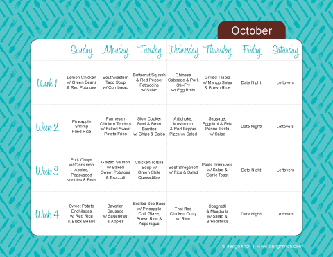 Monthly Menu Planning Template