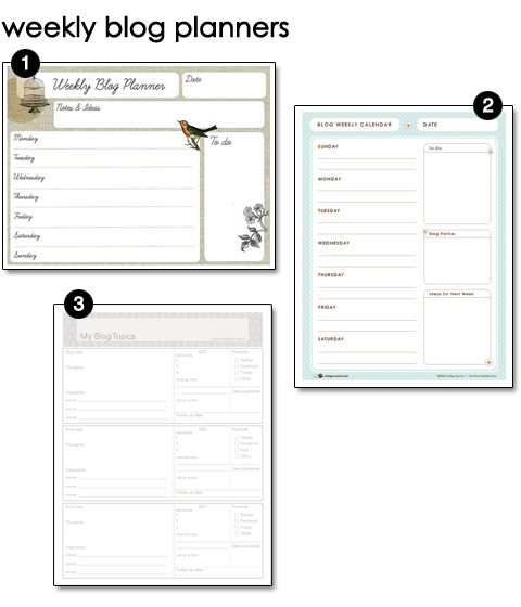 Free Printable Weekly Blog Planners