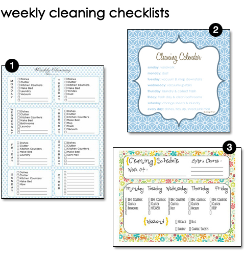 Free Printable Weekly Cleaning Schedules