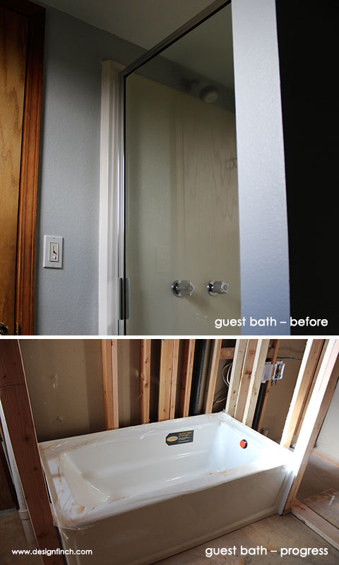 Construction Before & Progress – Guest Bath